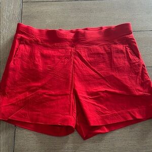 Amazon Red High Waist Shorts with Wide Waistband